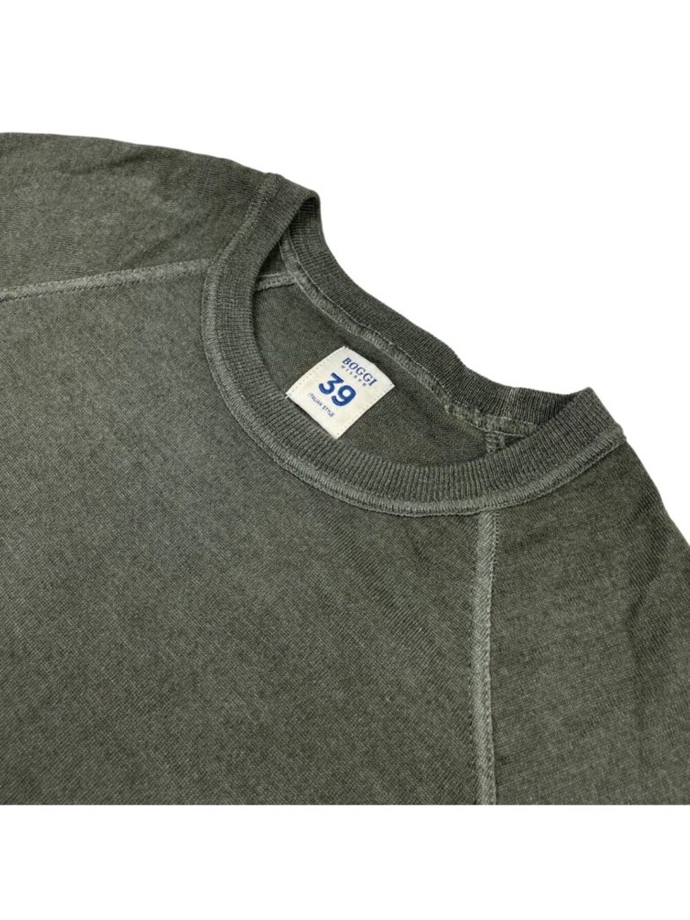 Boggi Milano 39 Men’s 100% Wool Crewneck Pullover Sweater Green/Gray • Small